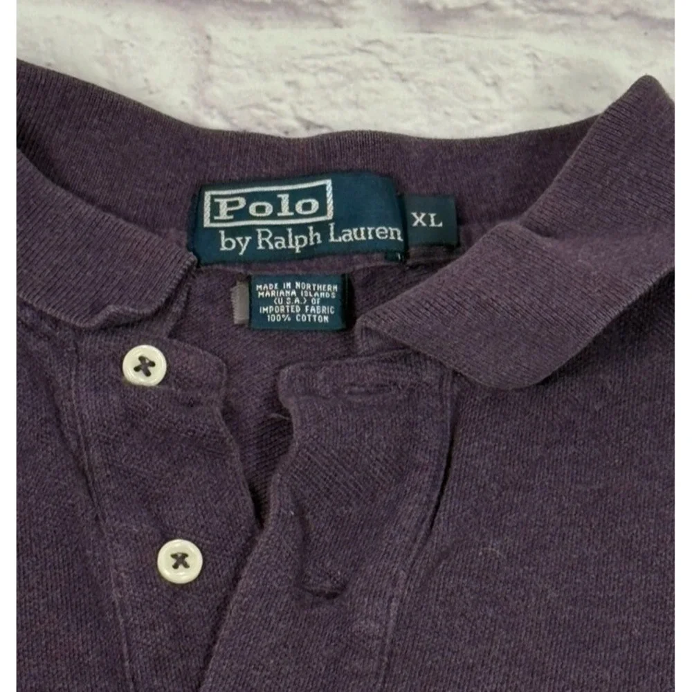 Polo Ralph Lauren Men's Vtg Polo Shirt Pique Fabric Sz‎ XL Purple Short Sleeve